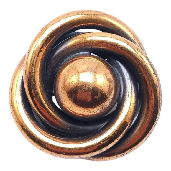 Infinity Twisted Knot Copper Mid Century Brooch Pin Vintage - Picture 1 of 4